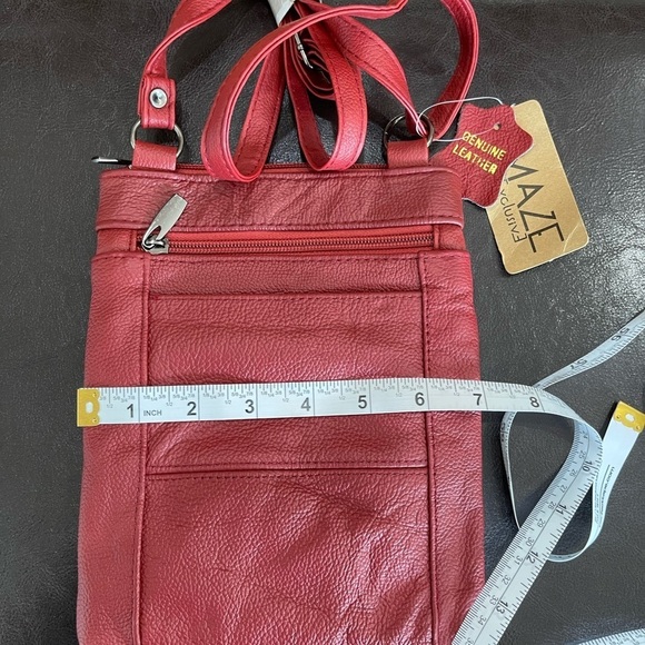 Maze Exclusive Leather Crossbody bag purse zippered multi pocket work casual NWT - Picture 3 of 16
